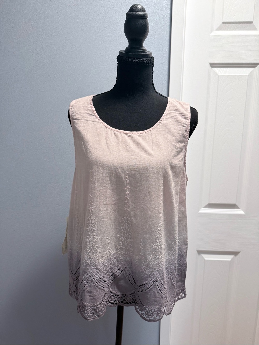 ARATTA Millicent Split Back Lace Top Blush Lavender L NWT